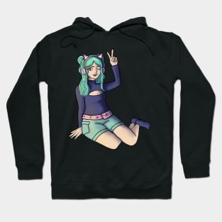 E-girl with cat headphones Hoodie